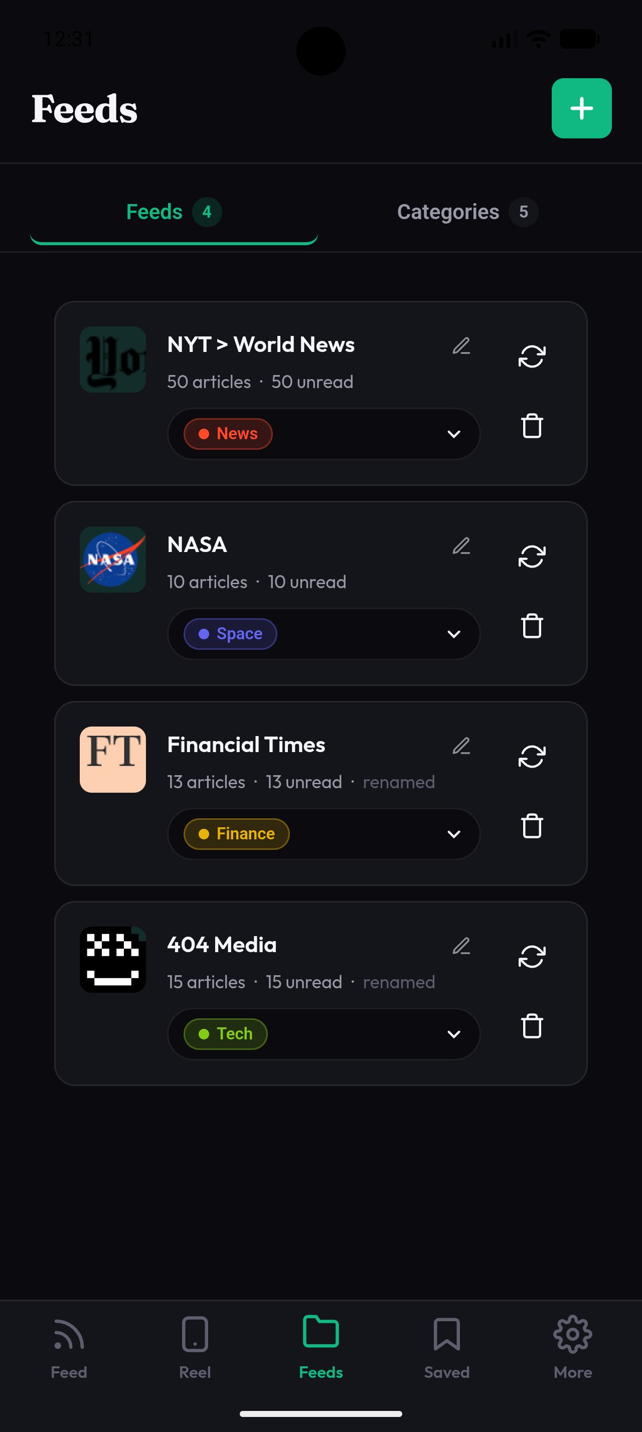 Feeds list